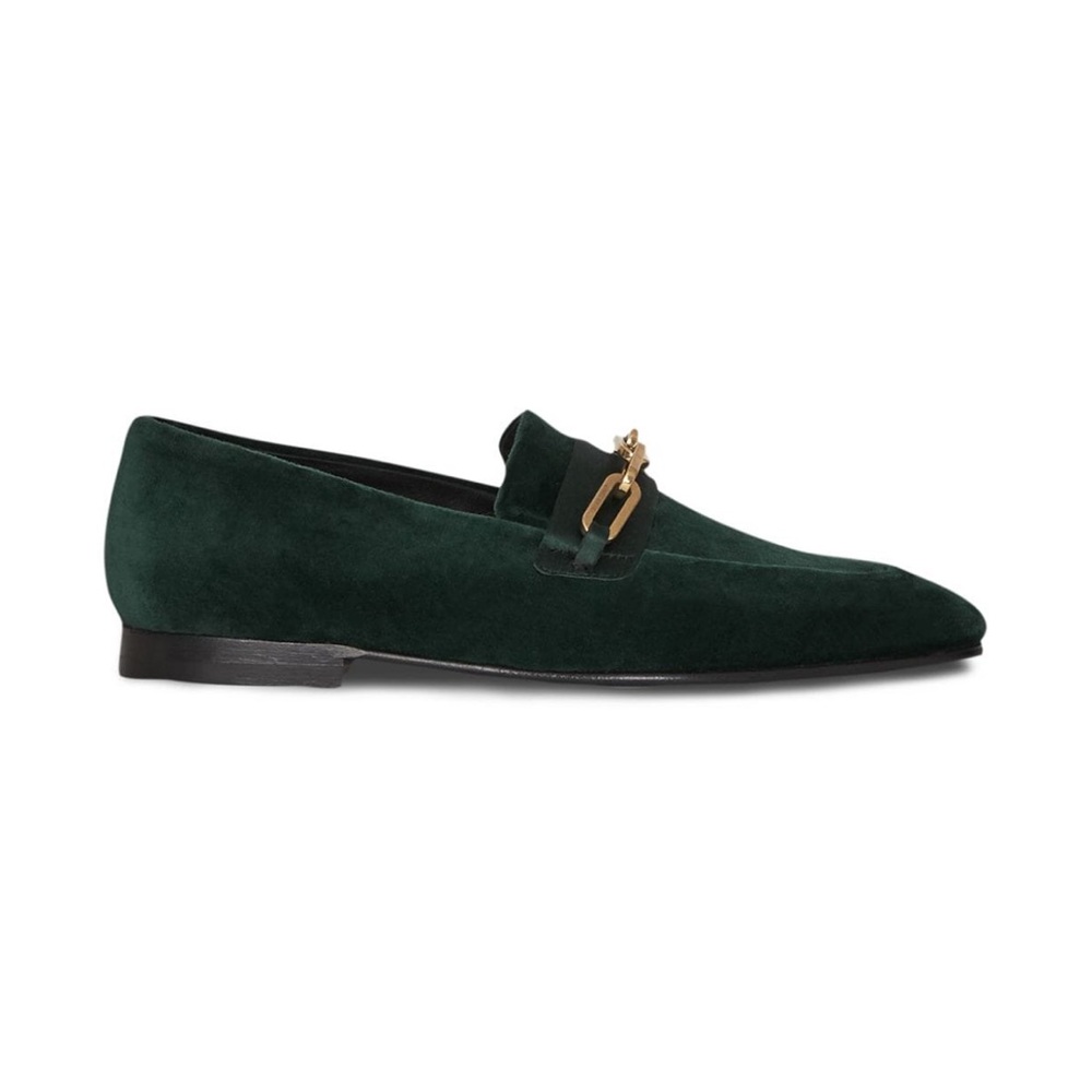 Burberry Link Detail Velvet Loafers